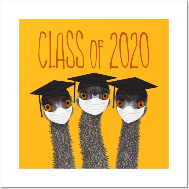 Emu graduates class of 2020 in face masks Wall Art by Tefra